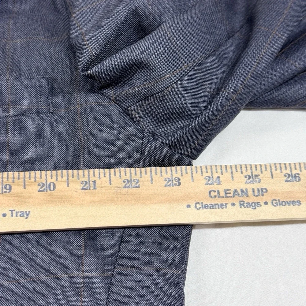 Brooks Brothers Pure Wool Suit Gray Prince of Wales Windowpane 44XL 37x32 USA